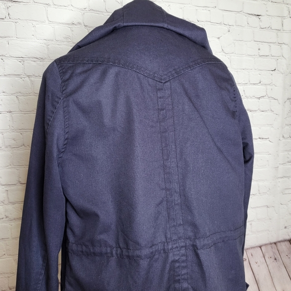 Miss London Black Label Navy Blue Hooded Jacket Size L - Picture 3 of 9